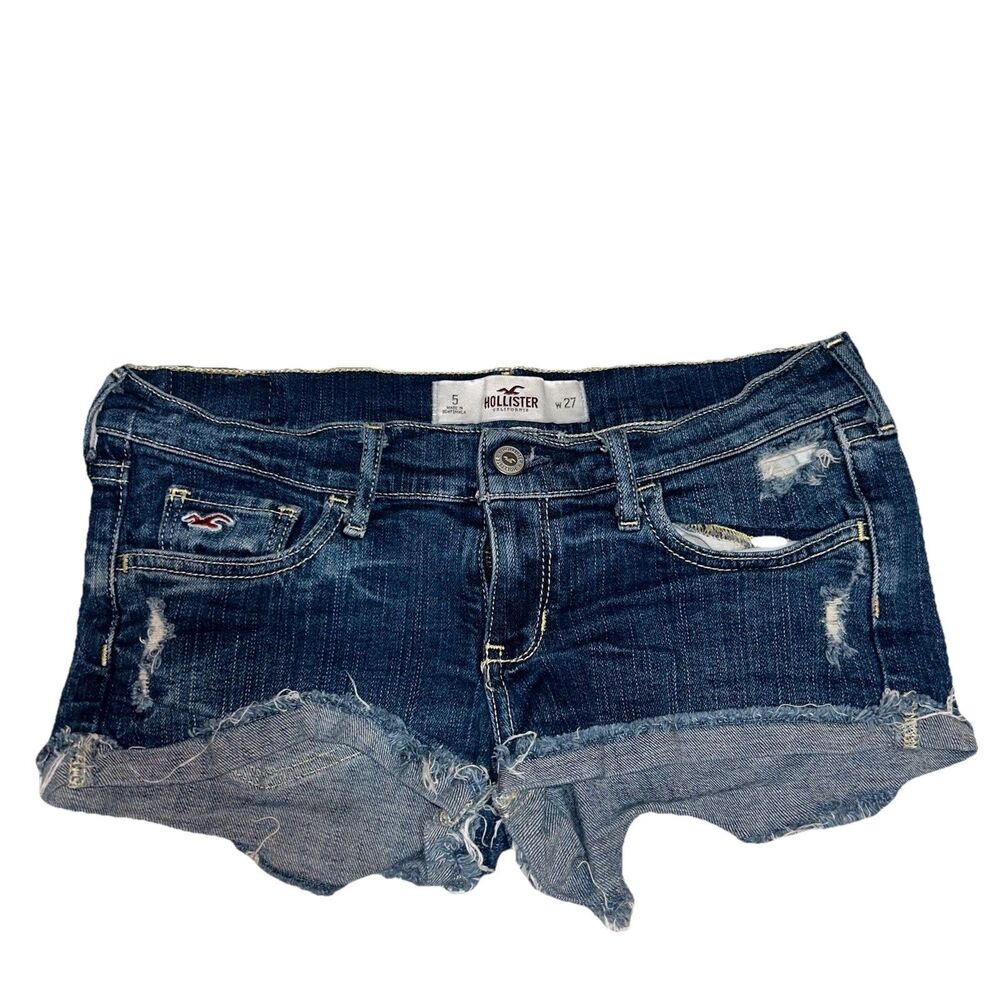 Y2K Vintage Hollister Low Rise Distressed Jean Mini Micro Shorts Size 5 27